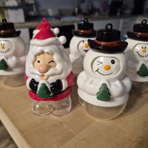 Festive Santa and Snowman Ornaments Set